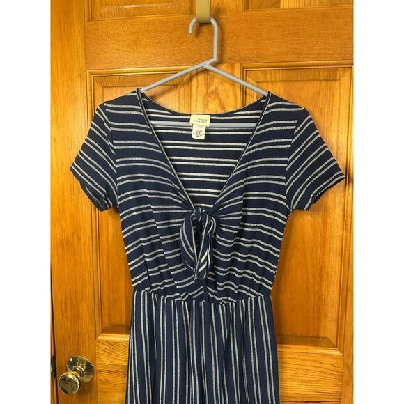 Caution-To-The-Wind Women's Small 13x52 Blue Striped Tie-Front Jumpsuit Romper - Picture 2 of 7
